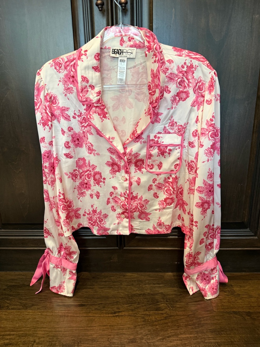 Beach Riot Pink Floral Satin Pajama Set - Picture 4 of 13